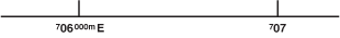 Map edge with two adjacent UTM grid line labels shown in abbreviated form: '706' (short for 706000m E) and '707' (short for 707000m E)
