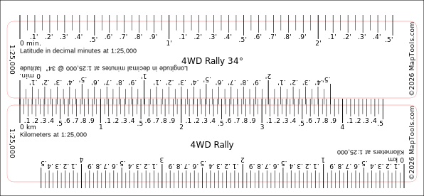 Preview of 1:25,000 Rally Ruler — 34° Latitude