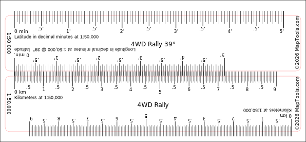 Preview of 1:50,000 Rally Ruler — 39° Latitude