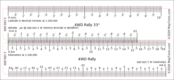 Preview of 1:100,000 Rally Ruler — 33° Latitude