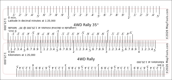 Preview of 1:25,000 Rally Ruler — 35° Latitude