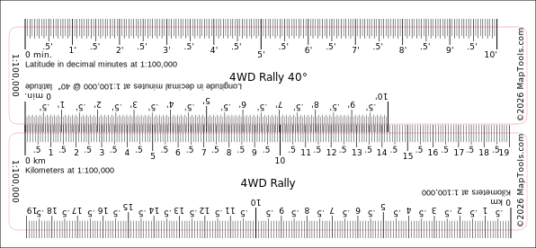 Preview of 1:100,000 Rally Ruler — 40° Latitude