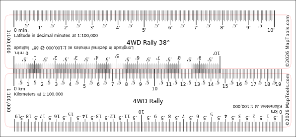 Preview of 1:100,000 Rally Ruler — 38° Latitude