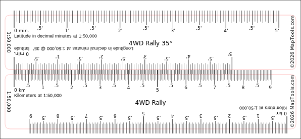 Preview of 1:50,000 Rally Ruler — 35° Latitude