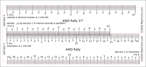 Preview of 1:100,000 Rally Ruler — 37° Latitude