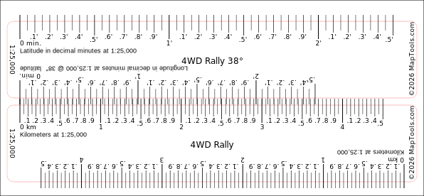 Preview of 1:25,000 Rally Ruler — 38° Latitude